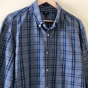 J. CREW Shirt Slim Fit Plaid Cotton Blue Size XL